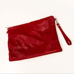 Maroon Vegan Leather Clutch